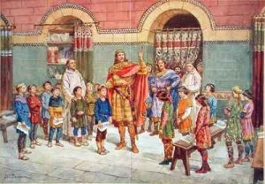 The Emperor Charlemagne (747-814) Visits a School