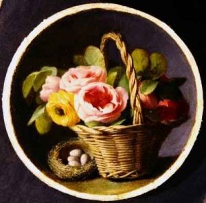 Still life with roses and a nest