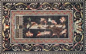 Representation of a mosaic discovered in Lyon depicting Circus games