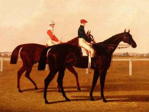 The Racehorses Charles XII and Euclid with Jockeys Up