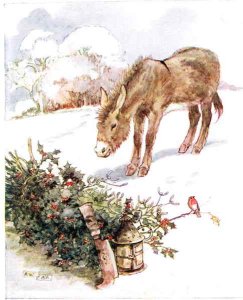 'Very cold and ground all white. Can't find anything to eat', illustration from 'The Naughty Neddy Book'