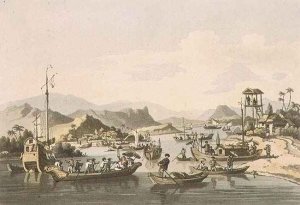 Cochin-Chinese Shipping on the River Taifo, plate 15 from 'A Voyage to Cochinchina'