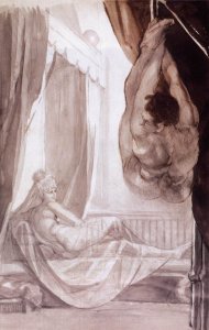 Brunhilde Observing Gunther, Whom She Has Tied to the Ceiling 1807