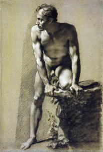 Male Nude Leaning on a Rock